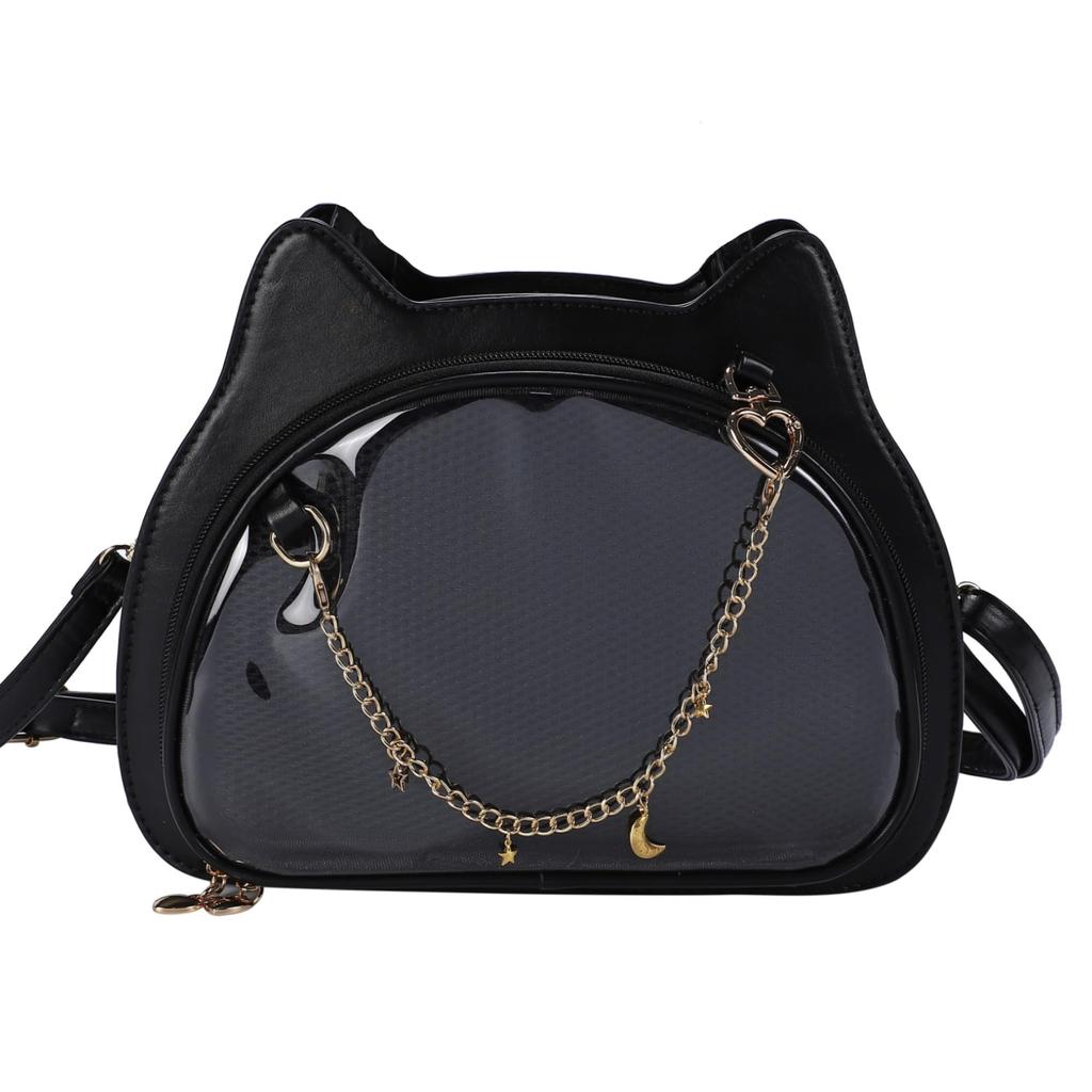 Harujio Ita Cat Shoulder Small Mini Shoulder Black and Popular Gift Bag, Bag, Bag, Leather-Look Bag, White, Cat-Shaped, Cute, Stylish, (Black)