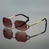 Rimless Polygon Sunglasses New In Vintage Gradient Multicolor Casual Sun Glasses Women Trendy Brand Design Decor Shades