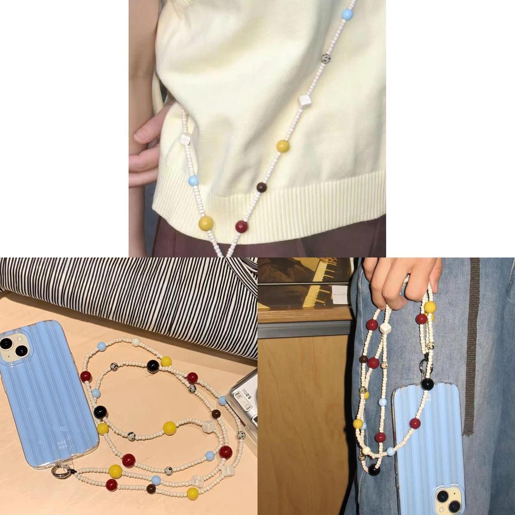 Pvc Phone Lanyard With Colorful Bead Design For Men And Women