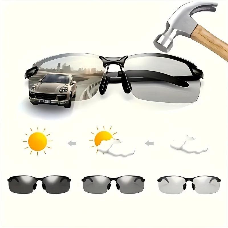 Men's Classic Polarized Fashion Glasses with Stainless Steel Frame - Pochromic Golf Hiking Travel and Fishing Lenses