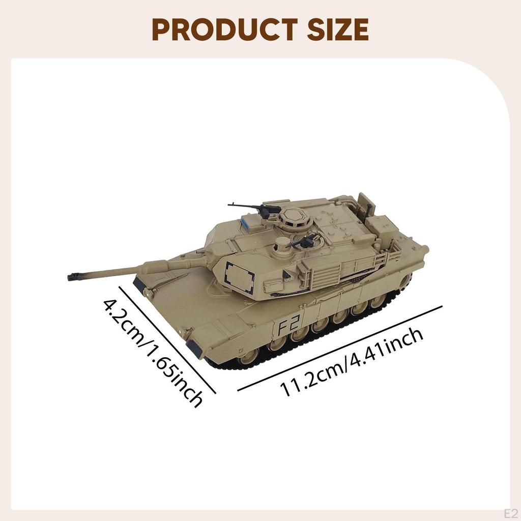 1/72 M1A2 Tank Model Collectibles Ornament Educational Tabletop Decor Wheeled Vehicle Toy for Boys