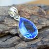 Pendente Artigianale in Argento Sterling 925 con Quarzo Iolite Blu Taglio a Pera