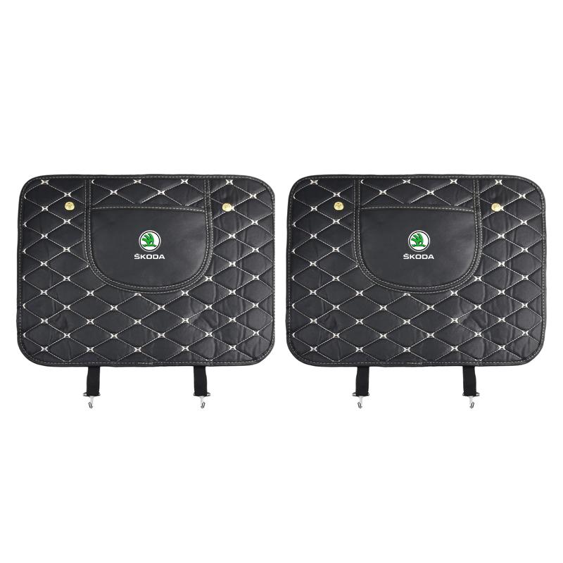 Car Anti-kick Pad Interior Pu Leather Auto Seat Back Protector Pads For Skoda Octavia MK2 MK3 2 3 A7 Fabia Karoq Kodiaq Superb Rapid Kamiq