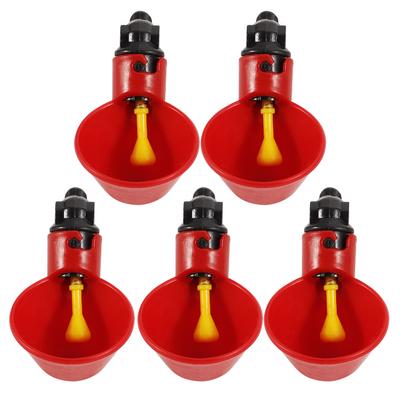 5PCS Chicken Bird Automatic Drinkers Water Drinking Cups Bowls (Semicircle Holder Red Bowl)