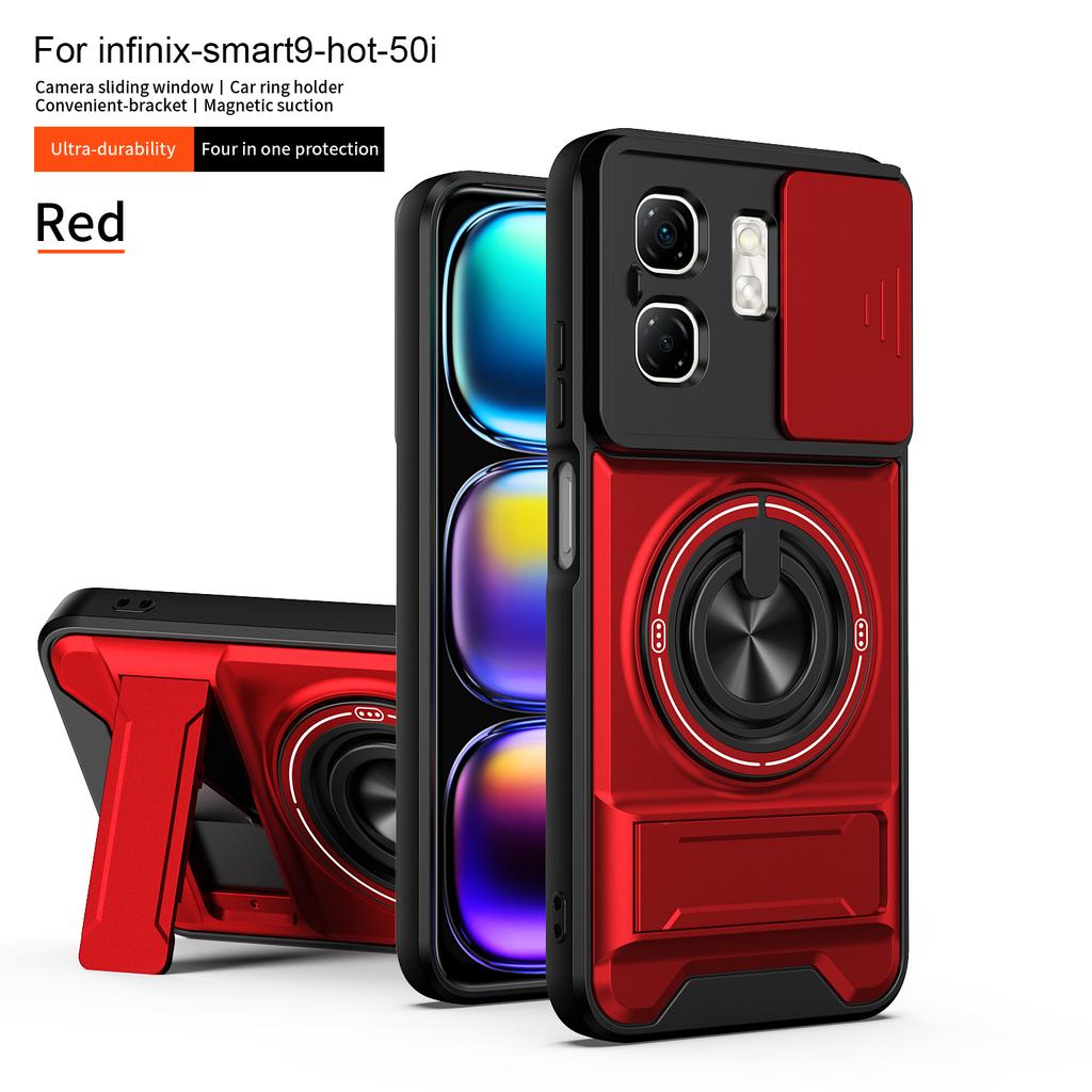 For Infinix Smart 9 Case Infinix Smart 9 HD Cover Hot 50i Magsafe Magnetic Fold Holder Military Armor Camera Protection Cover