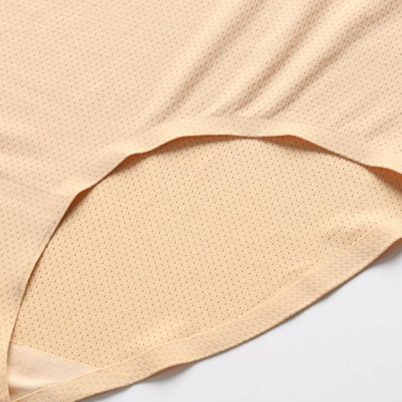 Fashion Solid Color Women's Large Size Ice Silk Underwear Seamless Breathable Hole Mid-waist Briefs Comfortable Underwear