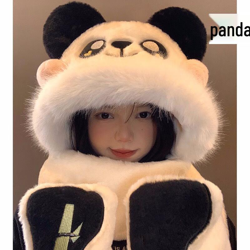 

Плюшевая панда, набор 3-в-1: шапка, шарф и перчатки