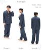 ON NISHIKI Long Sleeve Top and Bottom Double with Long Pants Men's Pajamas, 100% Cotton, Front-Opening, Set, Spring/Autumn, Gauze, Skin-Friendly,
