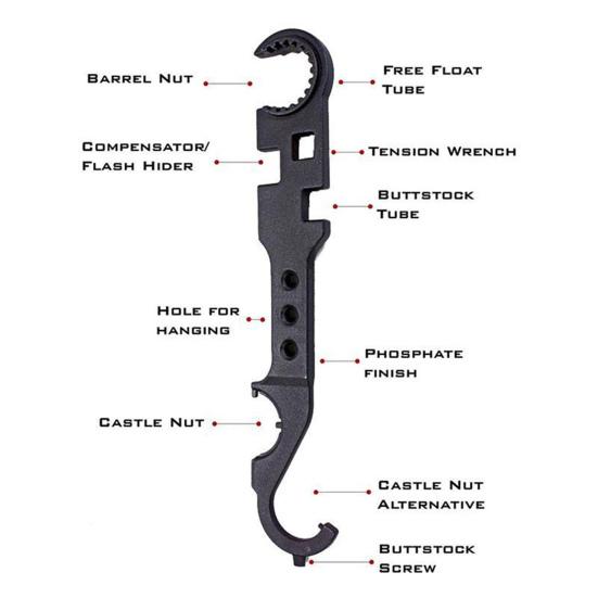 Çok Fonksiyonlu Anahtar 8'i 1 Arada Yüksek Karbon Çelik El Aleti Tamir AR15 Yüksek Sertlik
