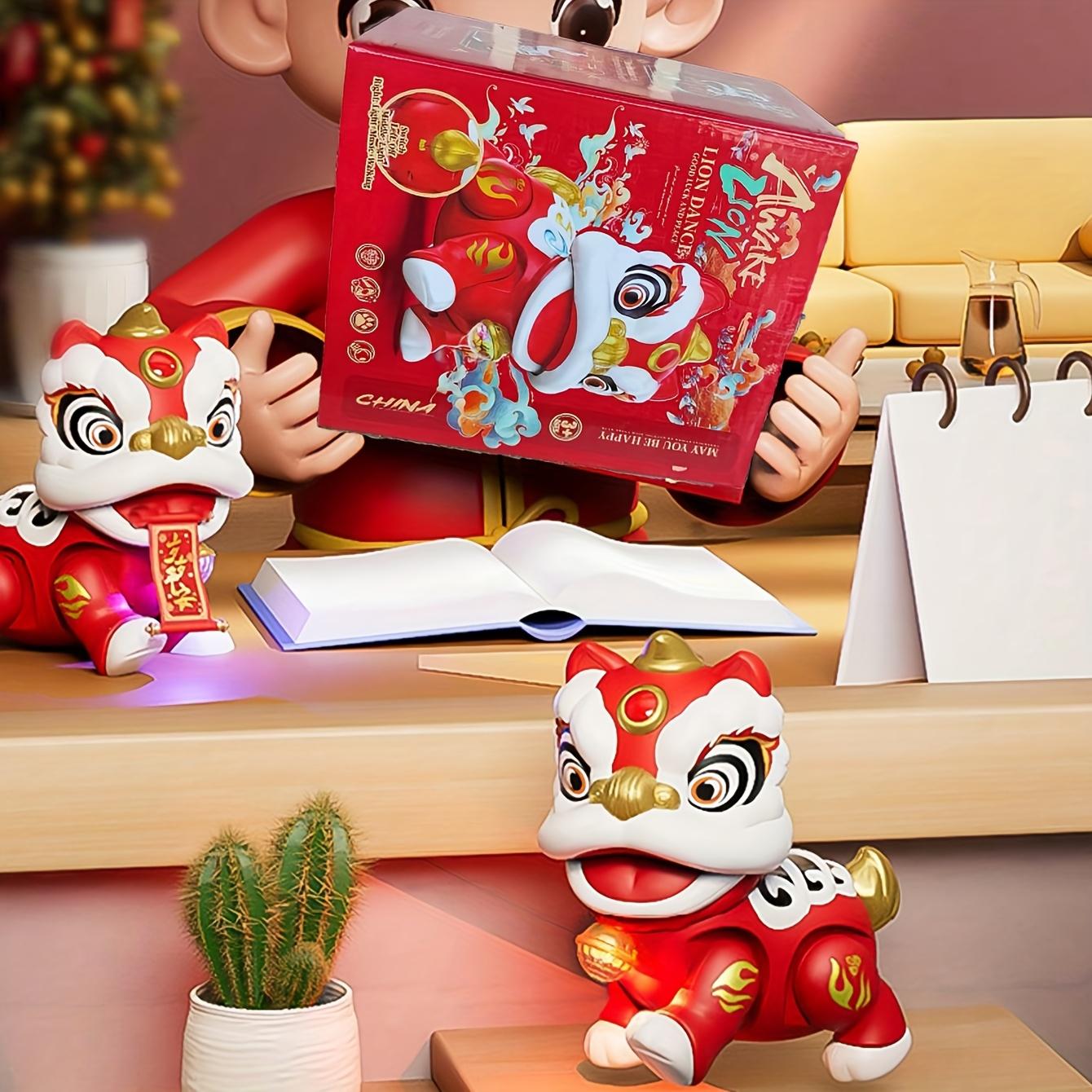 

1 шт. Электронная игрушка «Танец льва» с анимацией, мигающими глазами, песнями и подсветкой, традиционная китайская новогодняя игрушка для детей от 3 лет, имитация ходьбы 1pc