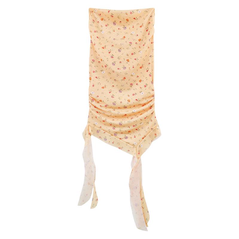 

Женский облегающий топ с открытыми плечами, цветочным принтом и нерегулярным дизайном с лентами Extra Large