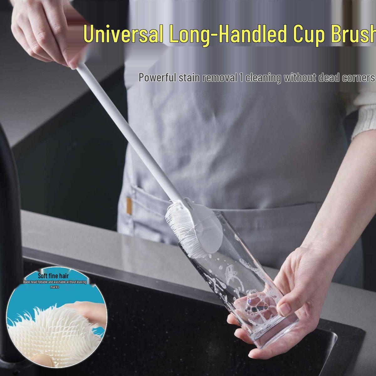 

Long Handle Crevice Brush for Cleaning Glass, Water Cups, and Baby Bottles