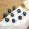 10 Pièces Alliage à Base de Zinc Perles Espacement Patinées Pour Fabrication de Bijoux DIY Charme Motif Rond Sculpté Cuivre Antique Bleu Fermoirs