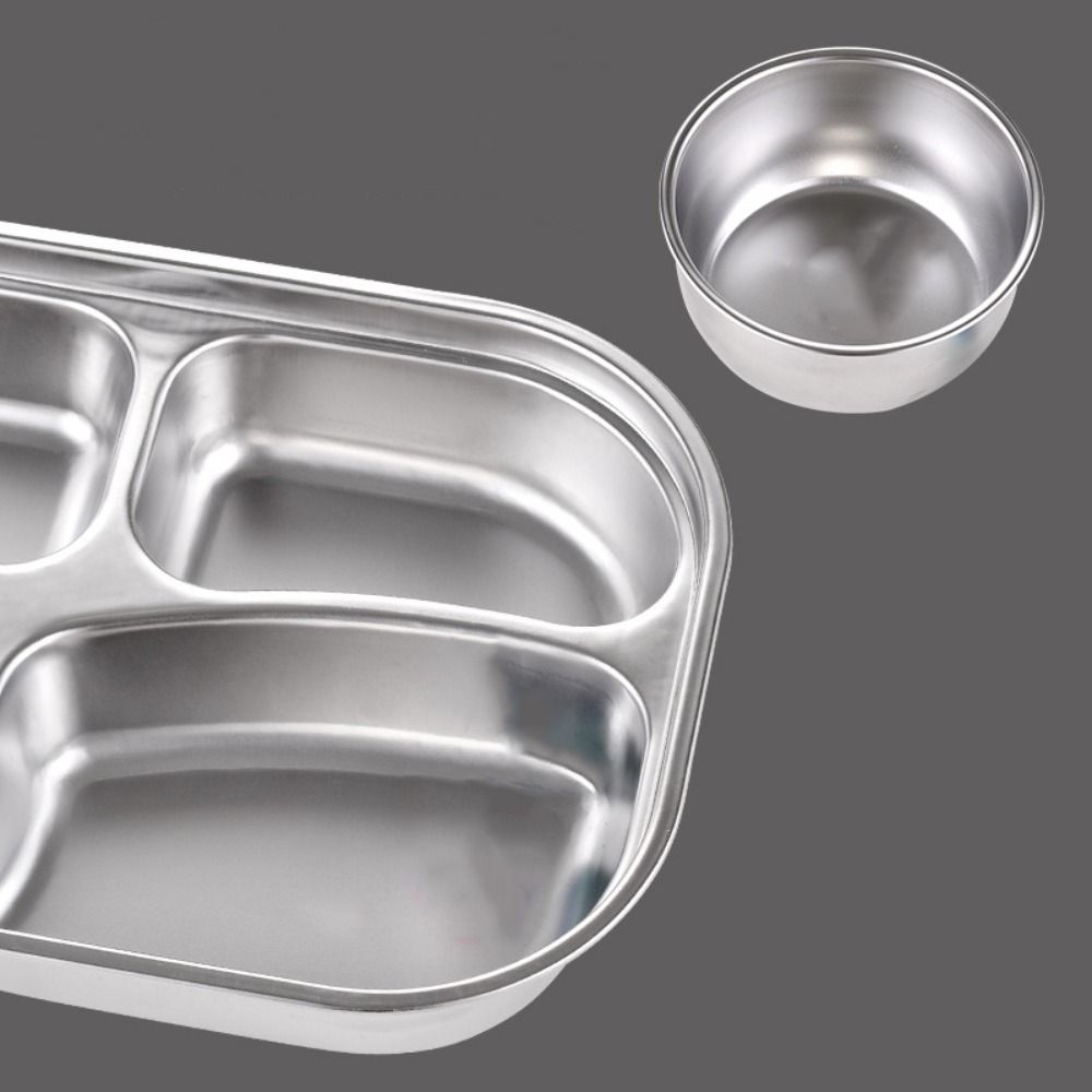 Stainless Steel Insulated Lunch Box Leak-Proof Large Capacity Four Compartment Box with Chopsticks Spoon with Soup Bowl