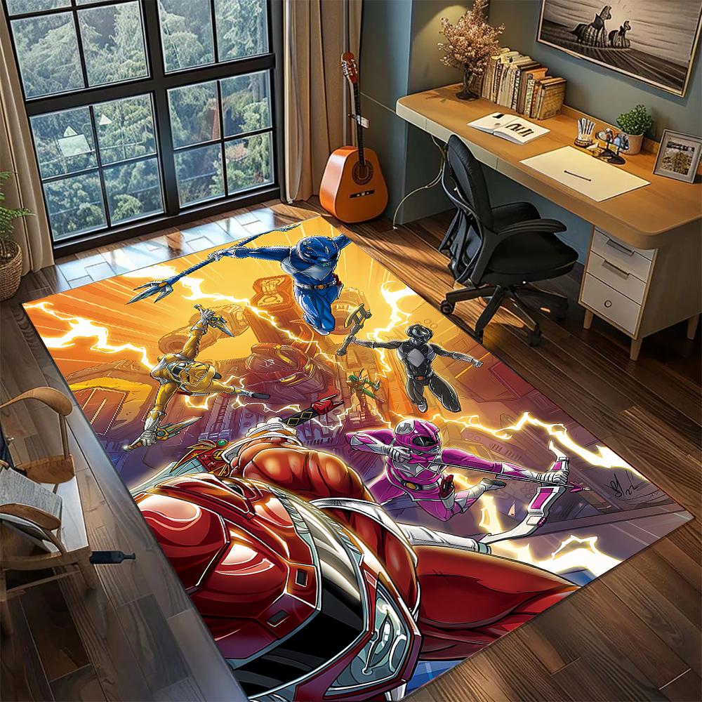 Super Sentai Mecha Megazord Battle Design Rug Carpet Large Area Rug Non Slip Washable Floor Mat Gamer Room Bedroom Home Decor