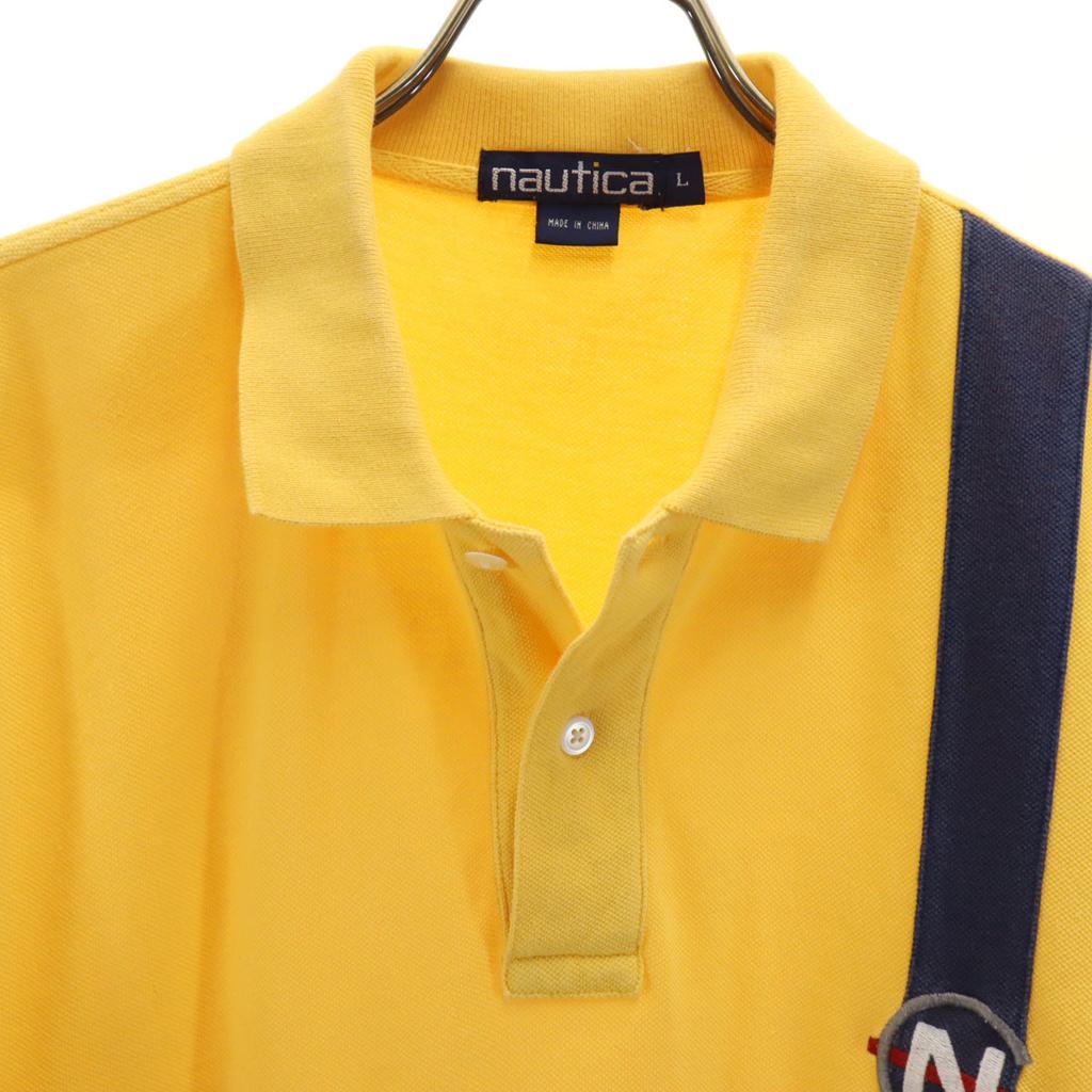 Nautica 90s Old Short Sleeve Polo Shirt L Yellow Women Used