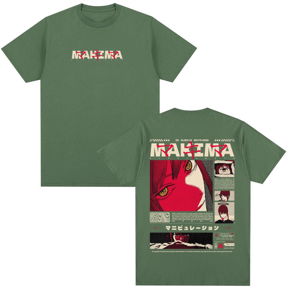 Japanese Anime Chainsaw Unisex Makima Tshirt Unisex Women Clothing Fashion Short Sleeve T Shirts Cotton Oversized Tshirts Streetwear