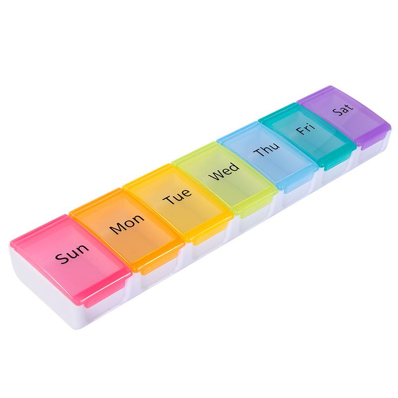 Portable Large Capacity 7-Day Pill Box with 14 Compartments