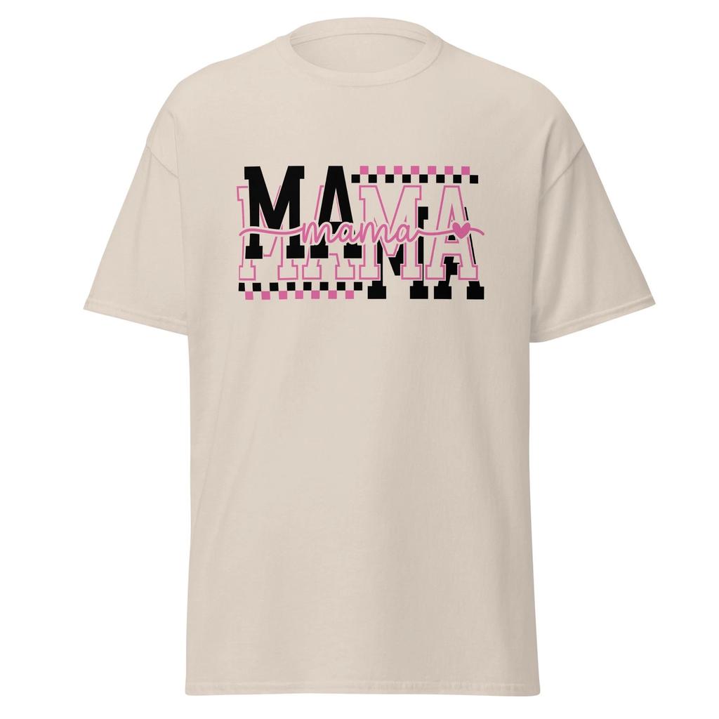 Retro Mama T-Shirt Checkerboard Pattern, Y2K Style Mama T-T-Shirt