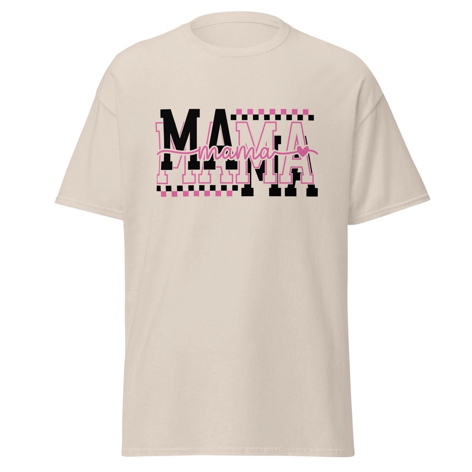 Retro Mama T-Shirt Checkerboard Pattern, Y2K Style Mama T-T-Shirt 2XL