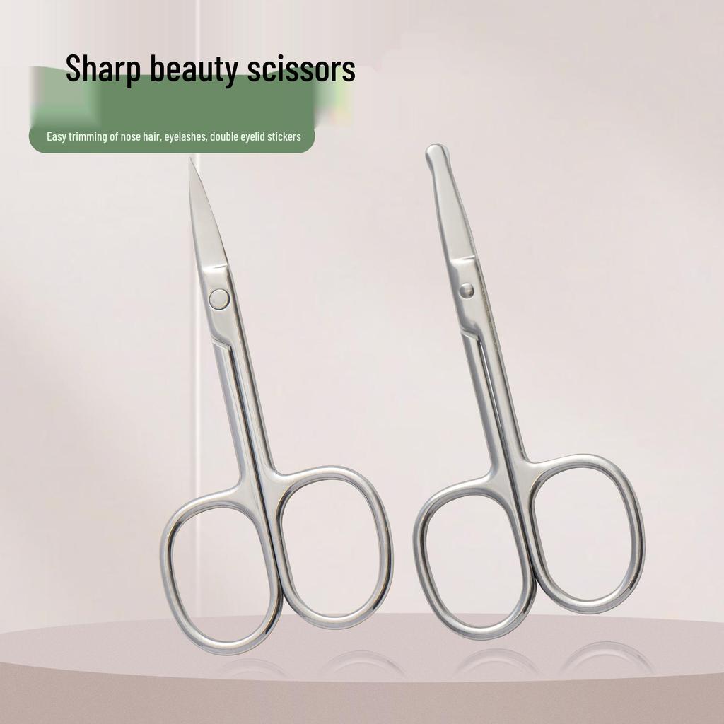 Stainless Steel Dual-Tip Trimmer Scissors for Eyebrows, Eyelashes, and Nose Hair