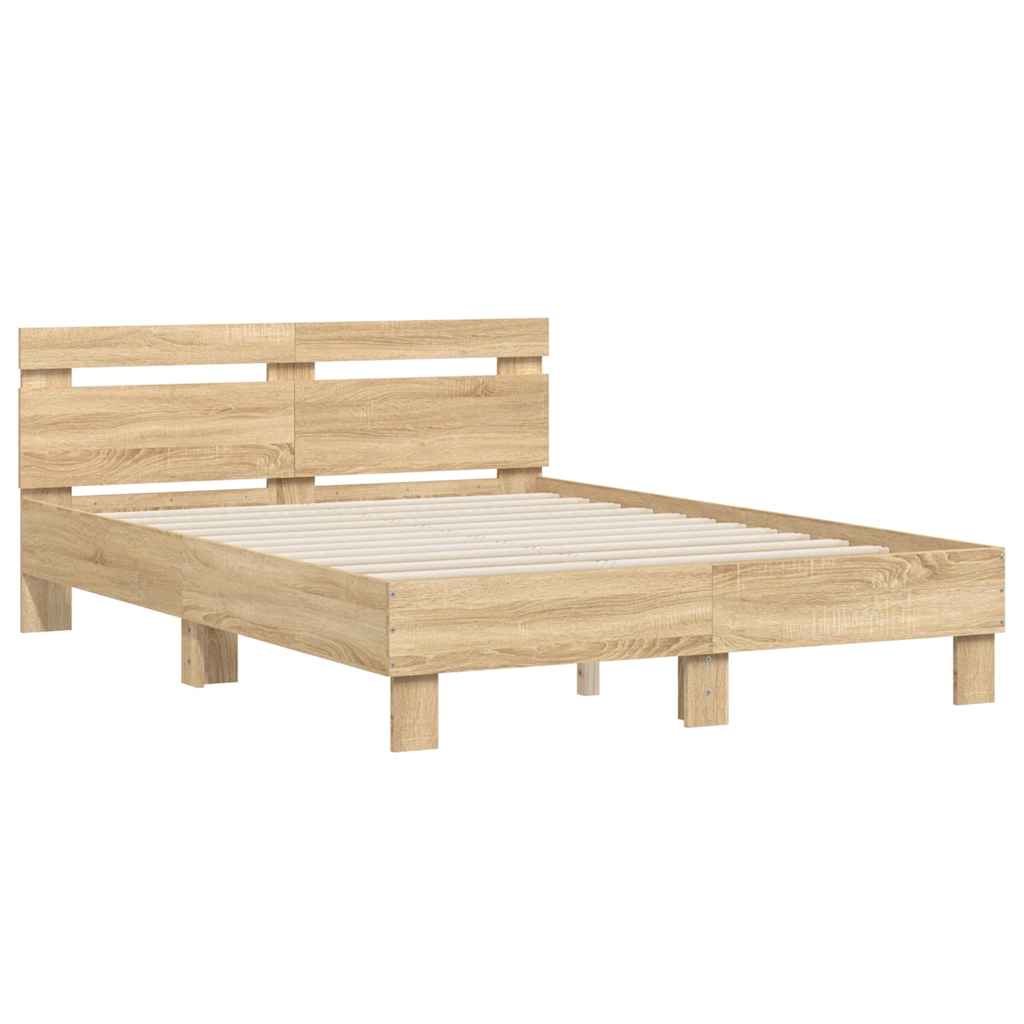 Bed Frame with Headboard Sonoma Oak Finish 120 x 200 cm Engineered Wood