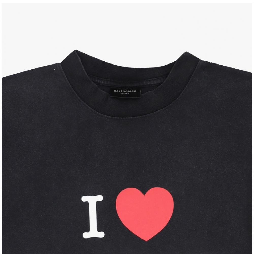 BalencIaga 764235 Trvu9 1041 I Love parIs Artwork Common Short Sleeve Tee