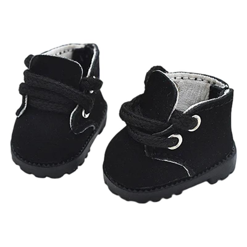 

Miniature Doll Shoes With Metal Eyelets Simulation Bootie Replicas Figure For 17cm Anime Plush Doll Dressingup Accessory чёрный