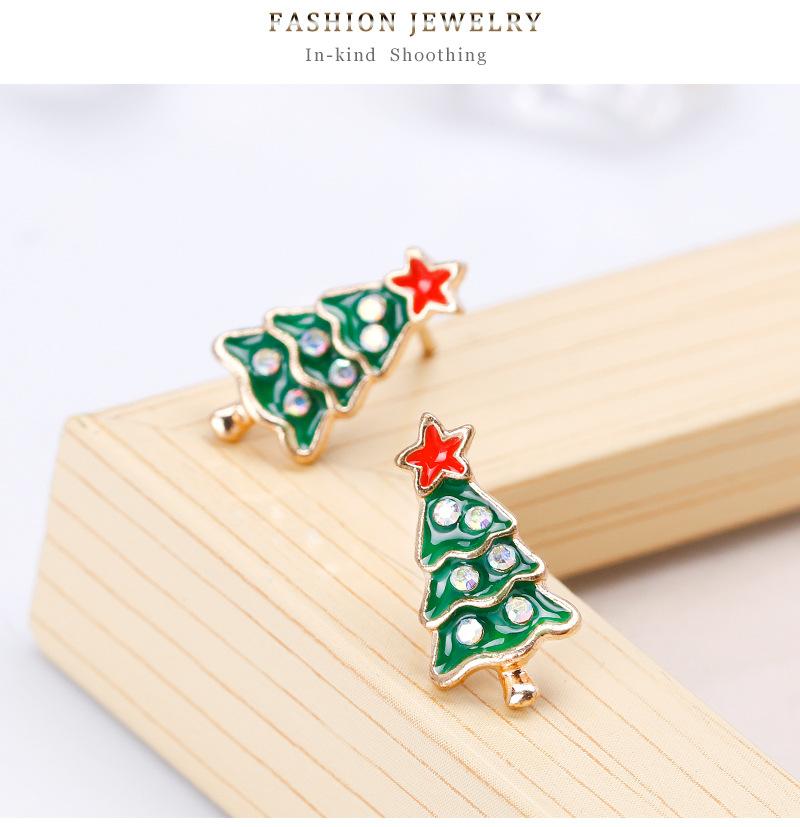 Christmas Tree Ear Studs Fashionable Lady Alloy Earrings Crystal Inlaid Jewelry Ornaments