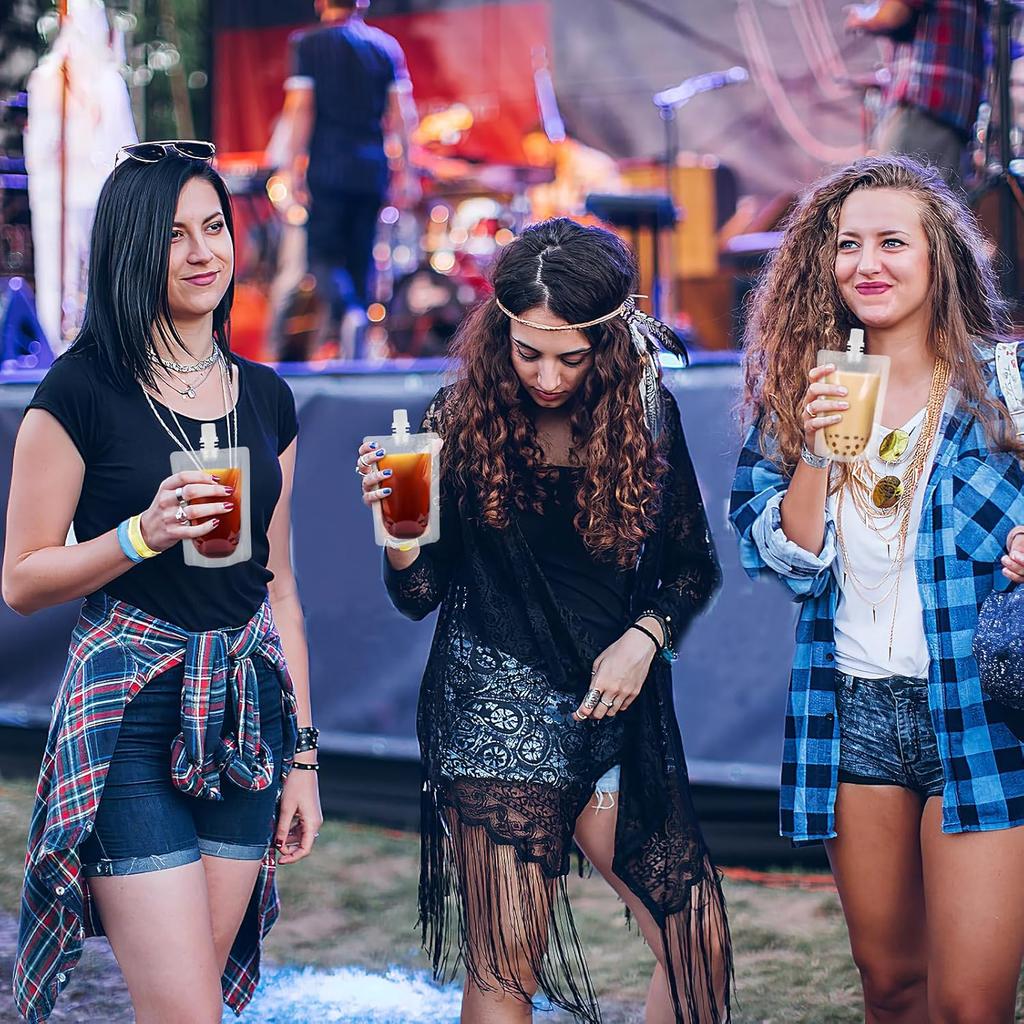 Yardwe Drink Pouches Plastic Flask: 3.5oz/100ml Juice Pouches for Adults, Reusable Drink Bags for Outdoor Travel, 50PCS