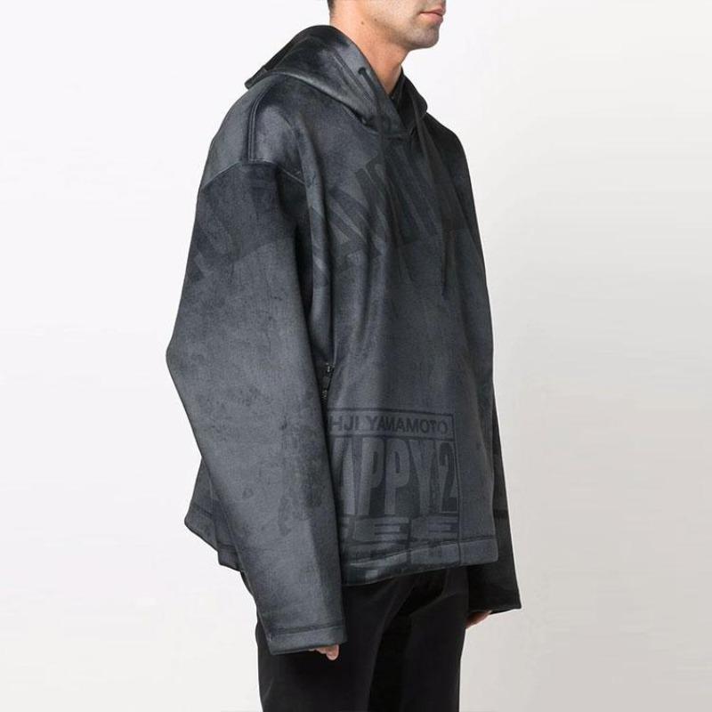 Y-3 Velvet Spacer Zine Allover Print Hoodie Black Unisex HB3319