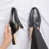 Fashion Fashion New Arrivals Men's Black White Pattern Leather Half Slippers Shoes Male Casual Mules Moccasins Breathable Loafers