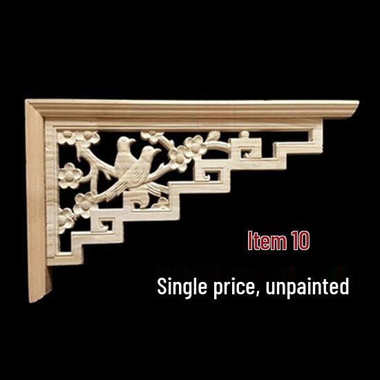 Double-Sided Carved Solid Wood Lintel: New Chinese Antique Corner Decoration for Background Walls
