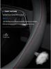 D-Shaped Genuine Leather Steering Wheel Cover: Anti-Slip, Sweat-Absorbent, Ultra-Thin, Breathable, Universal Fit for All Seasons.