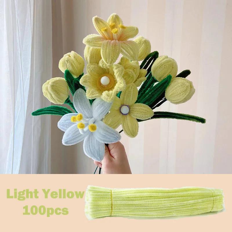 100Pcs Colorful Chenille Stems Pipe Cleaners Plush Tinsel Stem Wired Twist Sticks Hair Strip Diy Craft Educational Toys Handmade