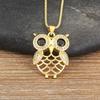 Nidin Charm Cute Owl Light Luxury Versatile Collar Chain Gold Plated 6 Styles Copper Pendant Women Necklace Zircon Jewelry Gift