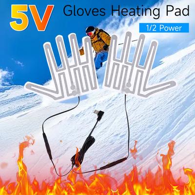 1Set Portable USB Heating Gloves Pads Winter Heated Gloves Pad Heater Warmer Heated Mitten Sheet Ski Cycling Gloves Heating Pad