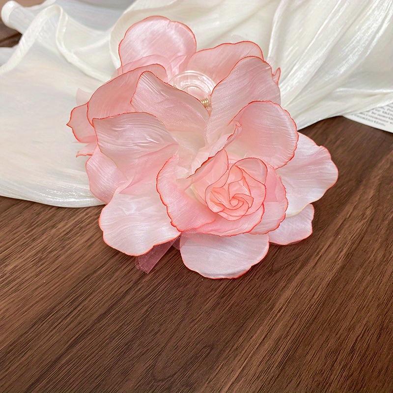 

Элегантная винтажная заколка-краб для волос с цветочным узором, большой пластиковый аксессуар для волос в форме цветка для женщин, модный головной убор для повседневной носки и вечеринок розовый