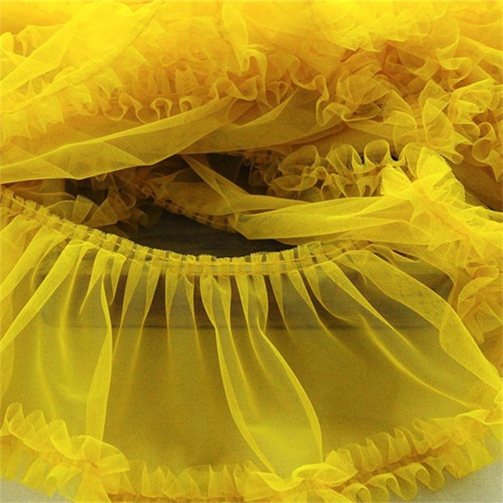 Multicolor Fringed Mesh Ribbon 15X90cm Size Ruffle Trim Pleated Fold Tulle  DIY Sewing Crafting
