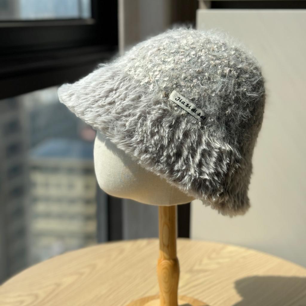 New Dopamine Color Matching Basin Hat for Women In Autumn and Winter Warm Ear Protection Fisherman Hat Plush Hat Wool Bucket Hat Woven Trendy