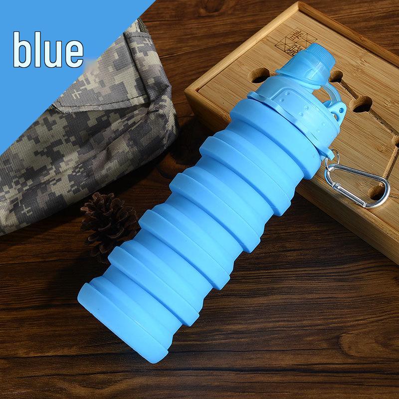 Compact Silicone Foldable Water Bottle - 500ml Portable Sports Bottle for Outdoor Activities
