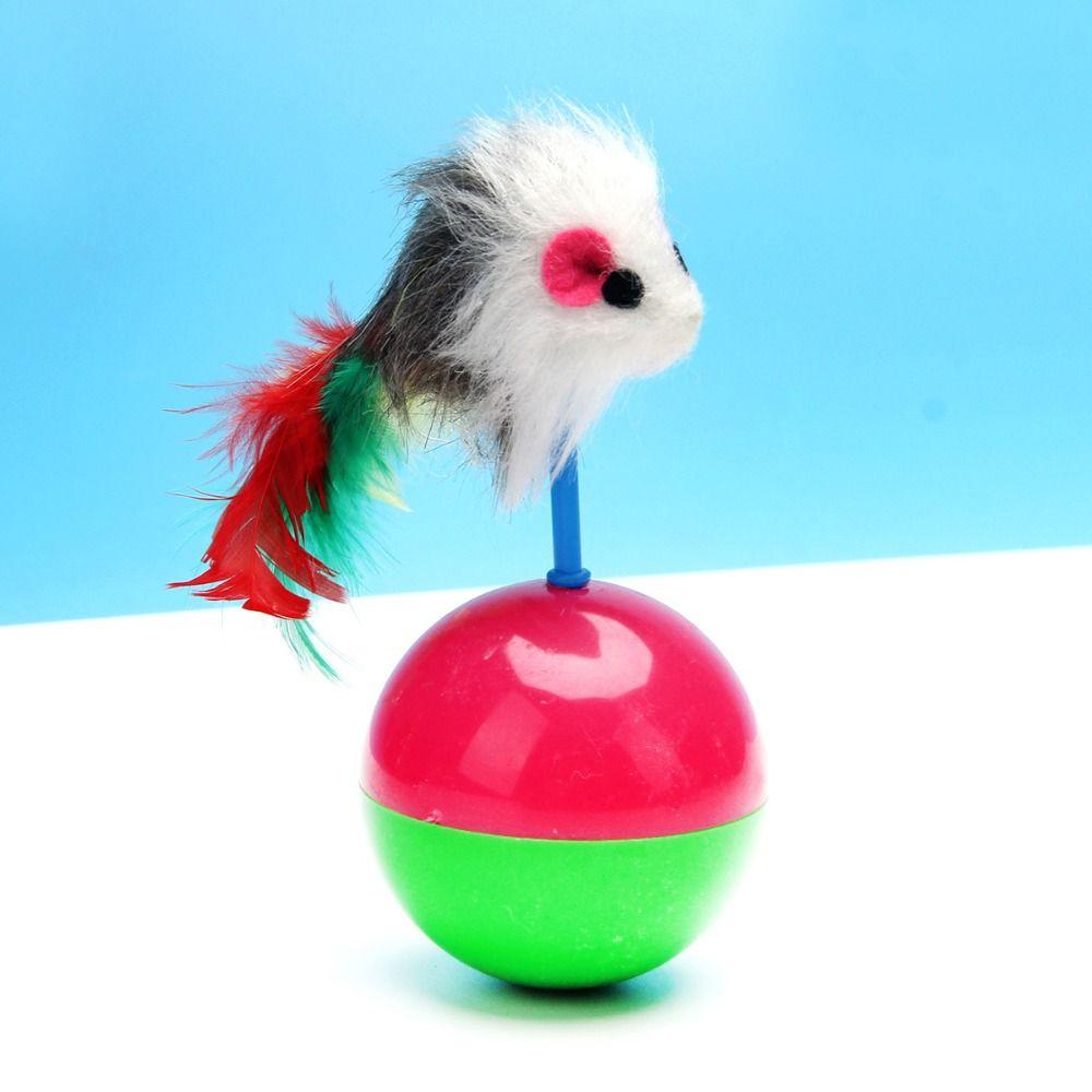 

Durable Cat Toys Plastic Pet Mouse Tumbler Fun Play Stick Cat Toys Play Balls Felines Color Random