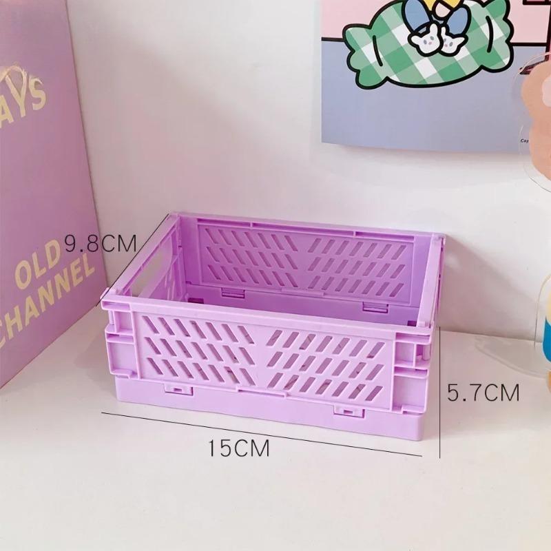 

Foldable Storage Box Plastic Storage Organizer Student Desktop Organizer Stationery Snacks Storage Basket Home Storage Accessory фіолетовий