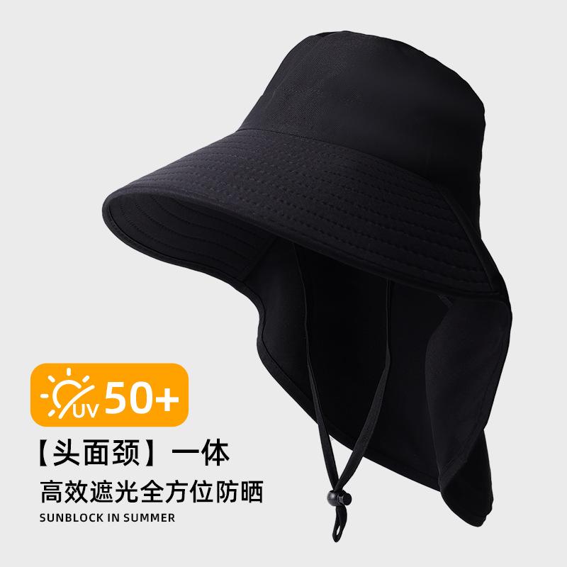 Mountaineering hat large brim summer outdoor waterproof shawl hat ponytail removable UV protection neck bucket hat