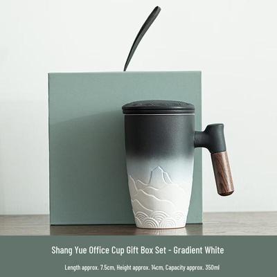 OLOEY Keramiktasse mit Holzgriff und Deckel