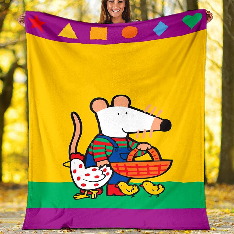 Maisy Mouse Theme Printed Blanket - Perfect for Couch, Bed, Travel & Outdoor Use | Machine Washable, Cozy & Durable.