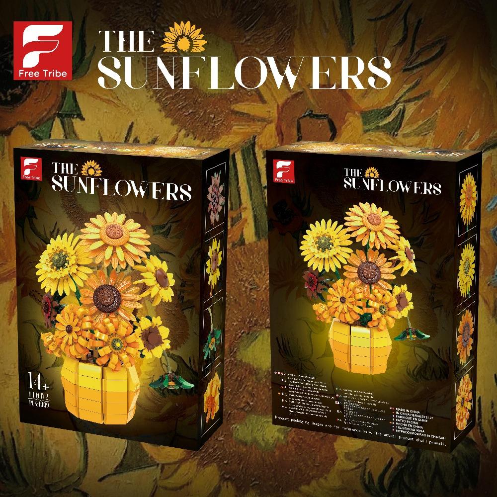 1009 szt. Kreatywne Klocki Słonecznikowe Czarna Róża w Stylu Gotyckim Model z Klocków Dekoracja Domu Zabawki dla Dzieci Prezenty Świąteczne