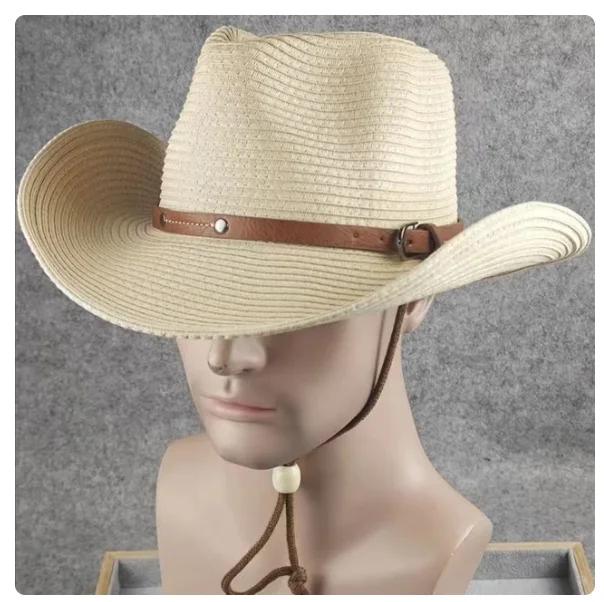 Big Head 62cm Man Large Waisted Cowboy Hat Summer Sun Protection Hat 60 Cm Foldable Beach Travel Straw Hat Large Men's Xxl