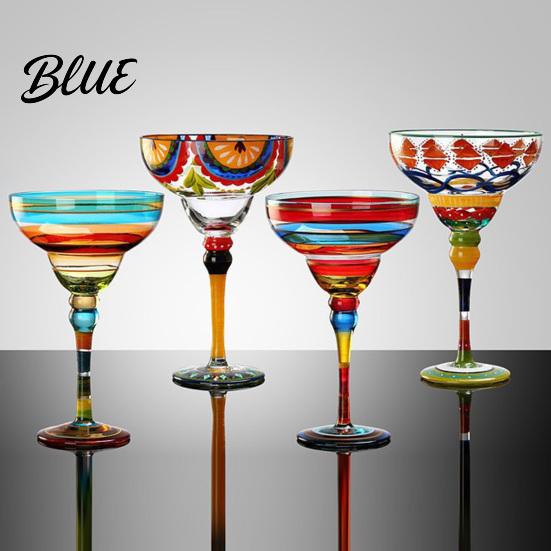 Classic Margarita Cup Mexican Hand Painted Glass Champagne Cocktail Glasses