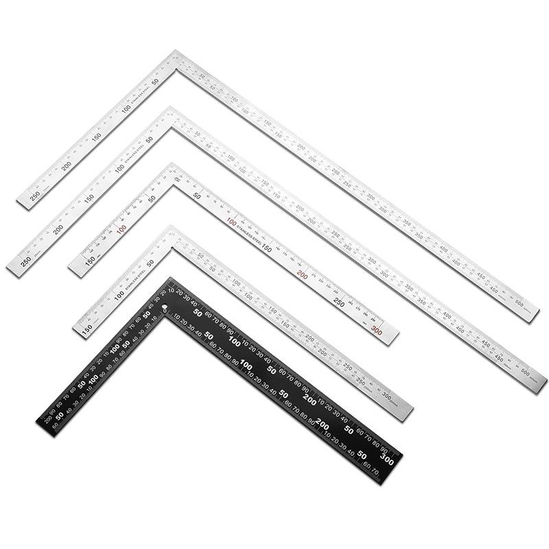 Thickened Stainless Steel L-Shaped Right Angle Ruler, 90 Degree, 300/500/600mm for Woodworking & Decoration.